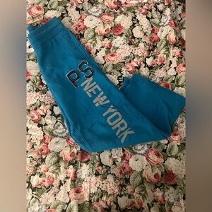ps new york aeropostale boy’s turquoise blue sweatpants